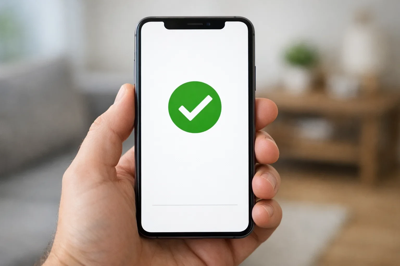 Smartphone che mostra conferma di deposito avvenuto con successo
