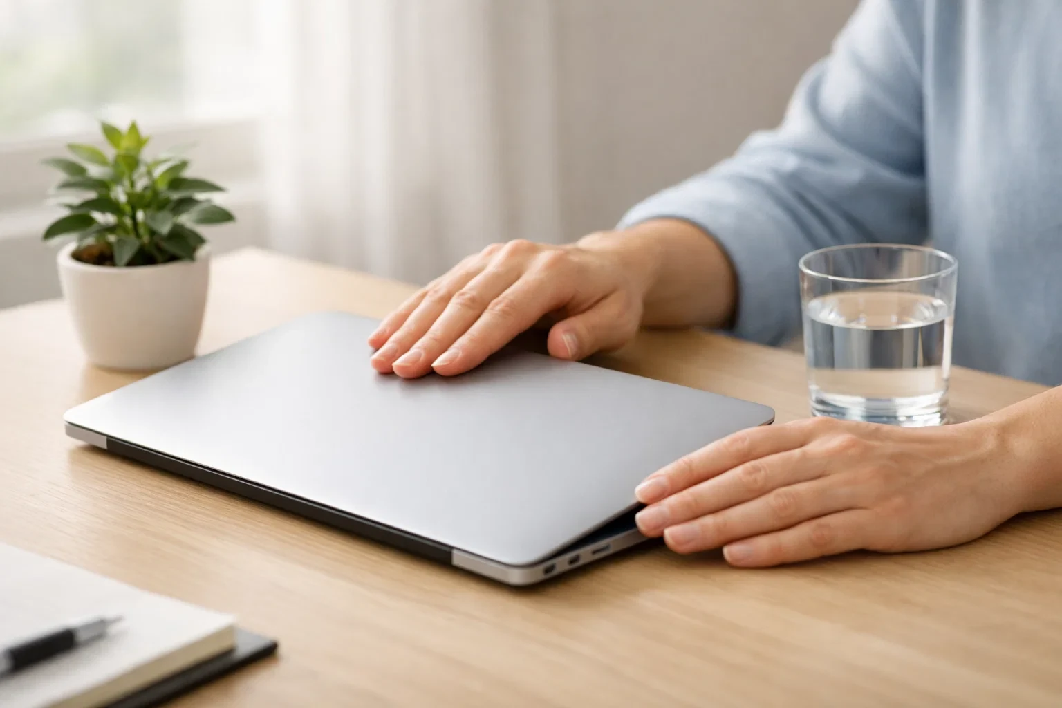 Persona che sceglie di fare una pausa dal gioco chiudendo il computer