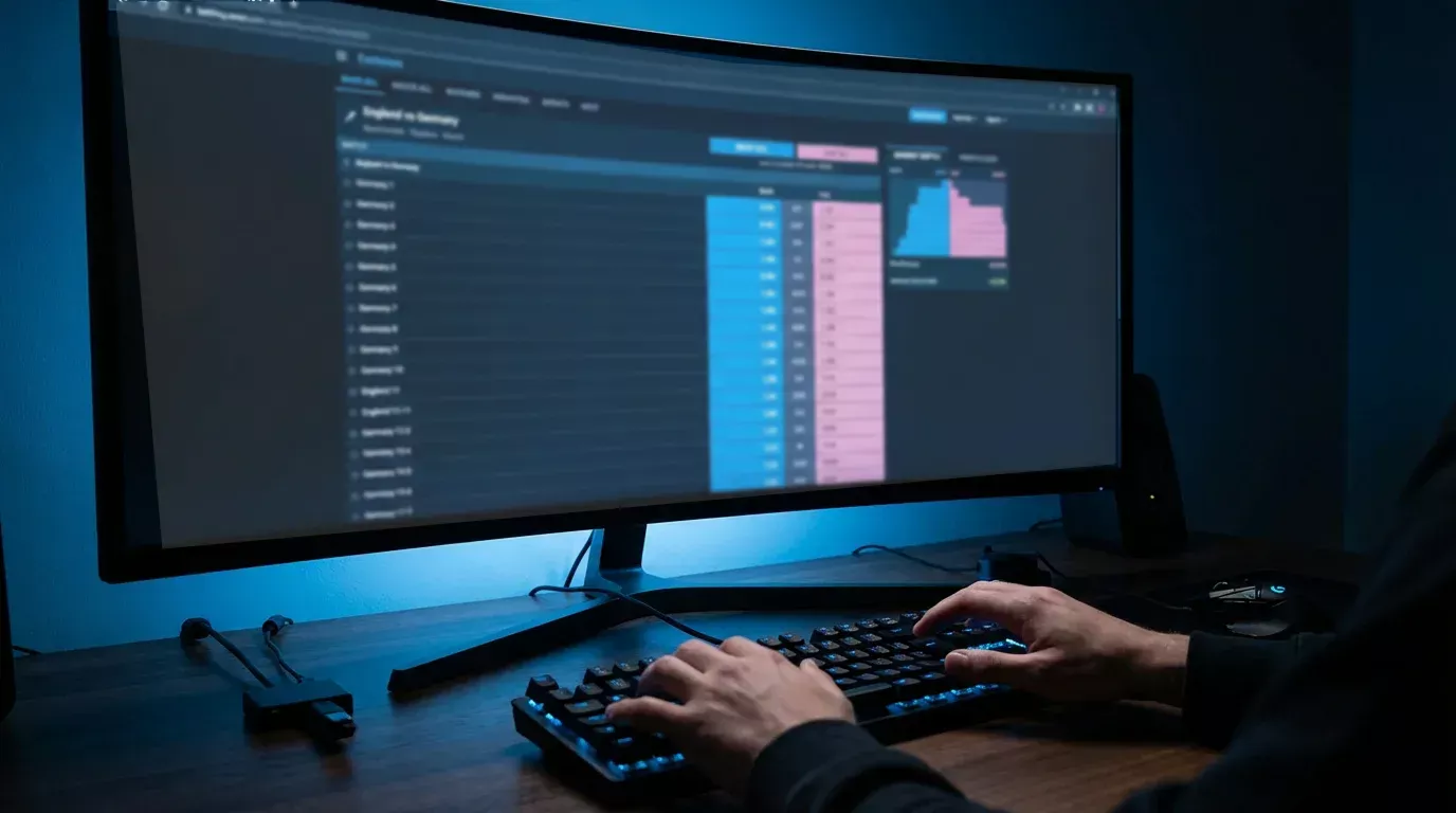 Schermata di una piattaforma di betting exchange con quote back e lay su una partita di calcio