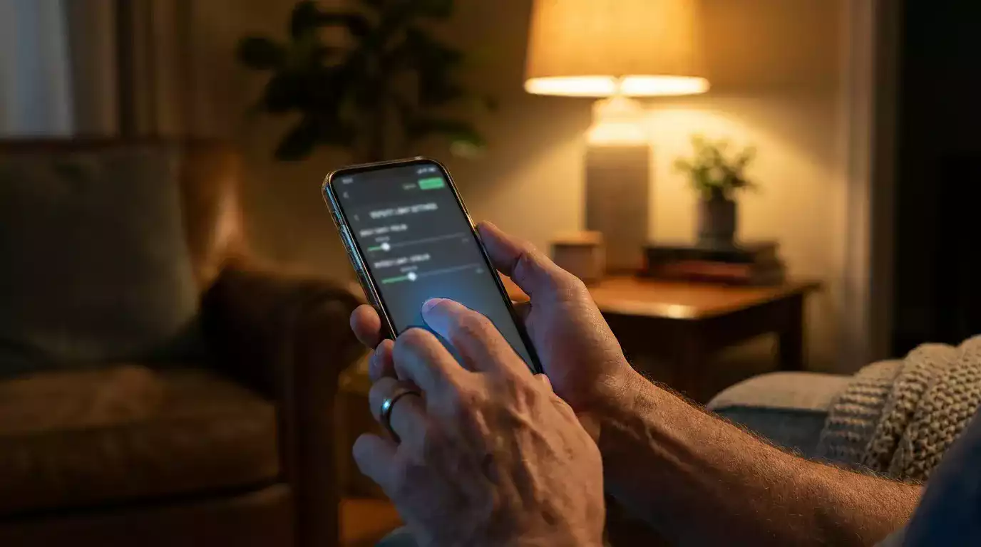 Mano che imposta un limite di deposito su uno smartphone con app di scommesse sportive