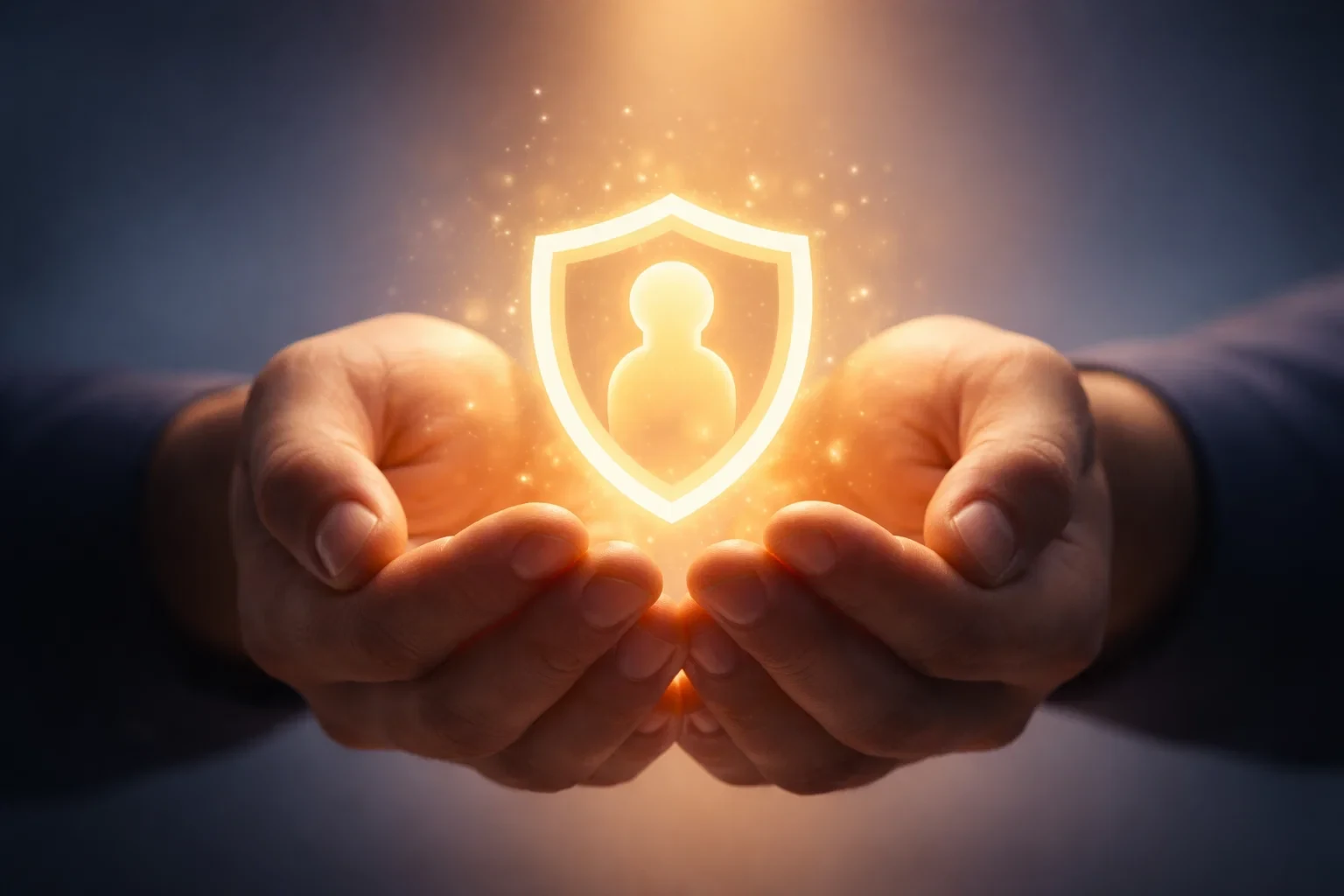Mani che tengono un simbolo di protezione rappresentando la tutela del giocatore