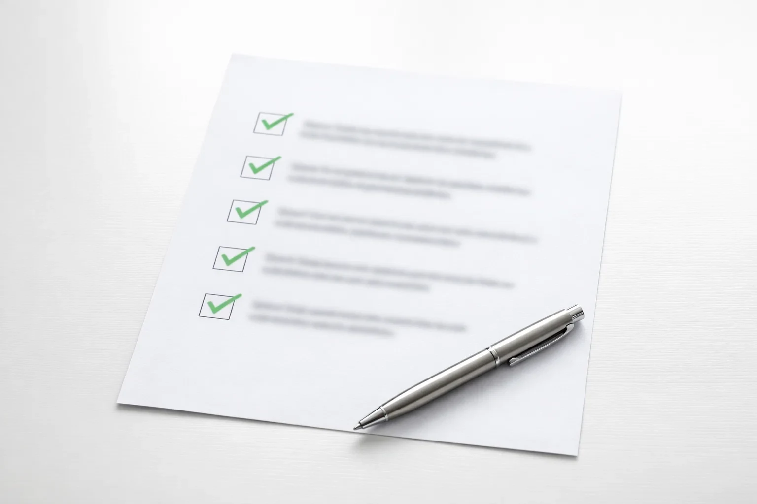 Documento con lista di controllo e segni di spunta verdi