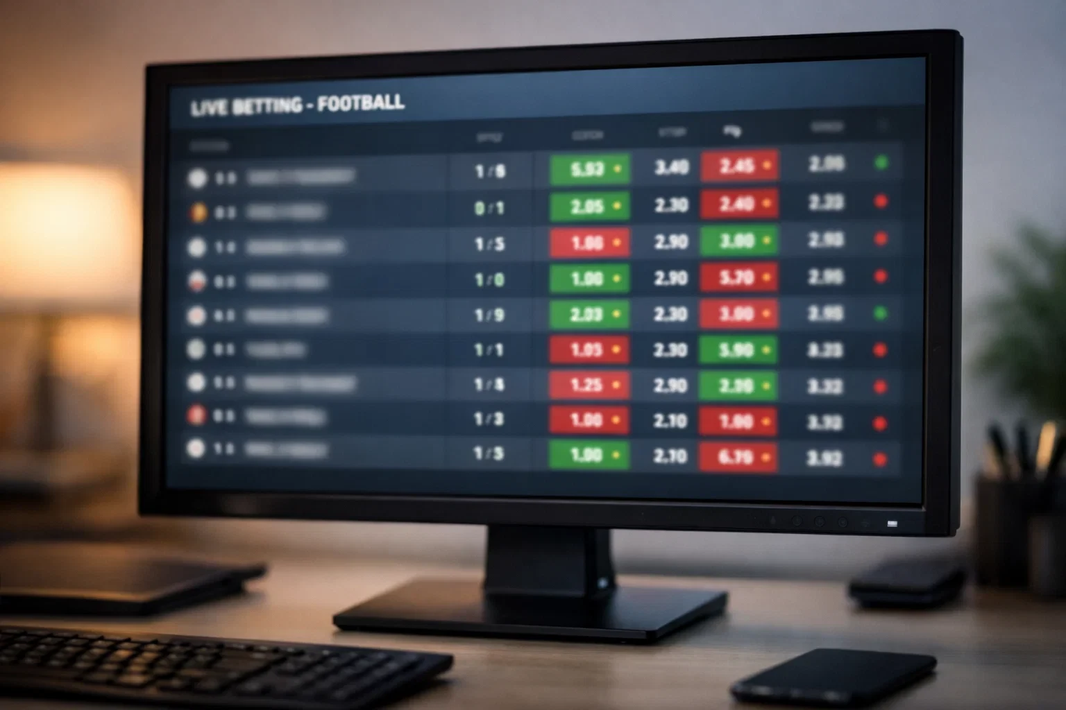 Schermo di computer che mostra quote sportive in tempo reale