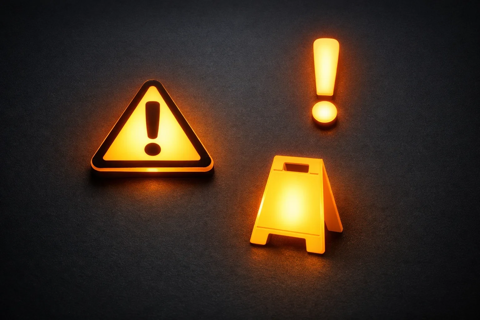 Segnali di avvertimento rappresentati da icone luminose di attenzione